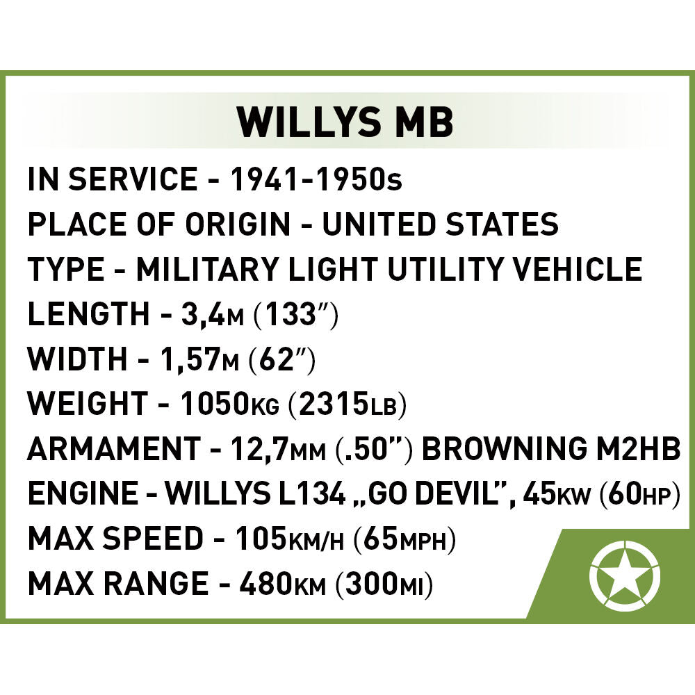 COBI JEEP Willys MB Vehicle : Set #3133