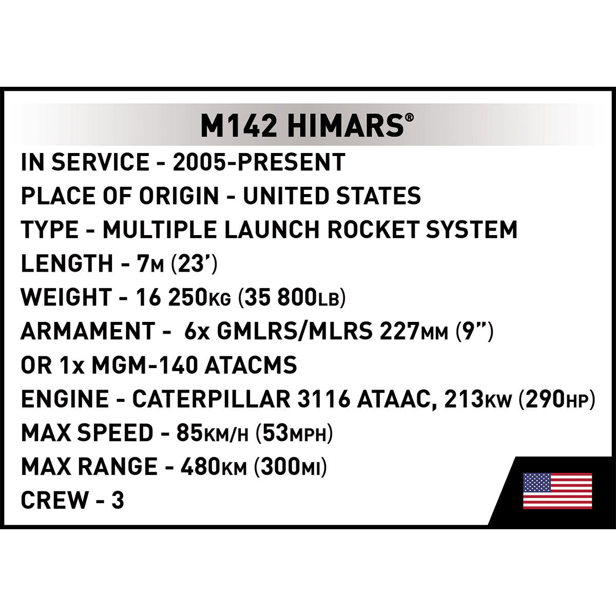 Lanzacohetes múltiple COBI M142 Himars: Conjunto n.° 2626