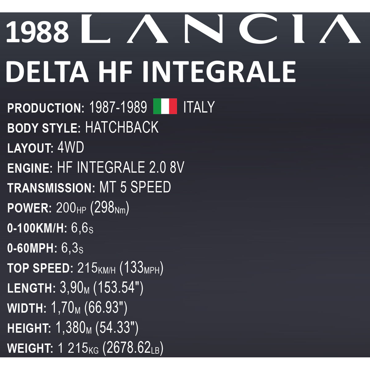 COBI Lancia Delta HF Integrale Car (1:12th) : Set #24357