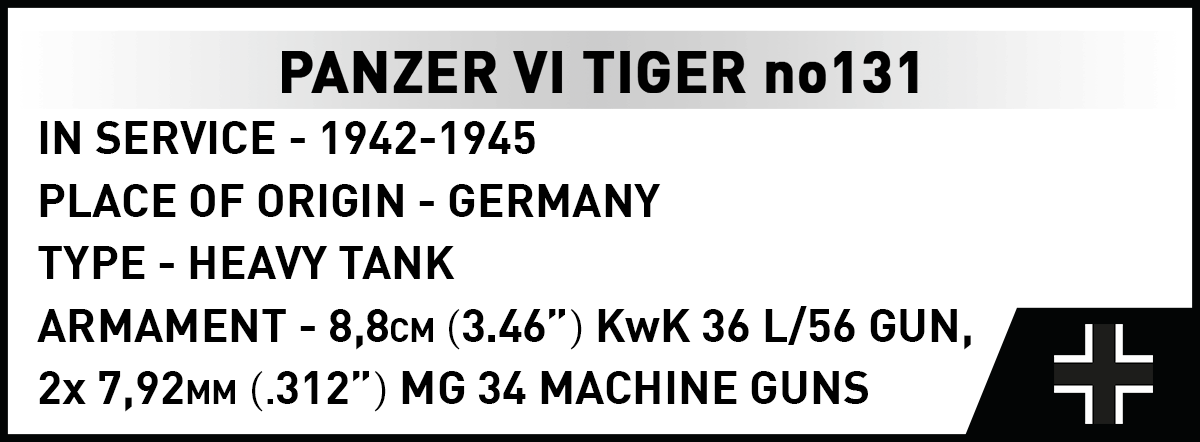 COBI Tank Museum Panzer Tiger VI No. 131 Tank: Set #2588a