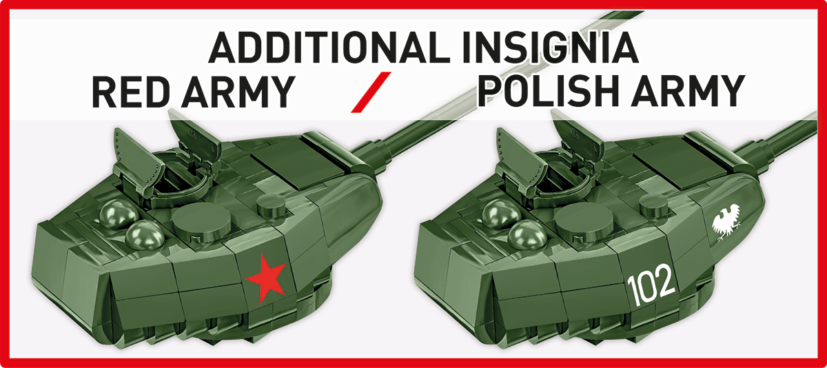 Two marking versions for the T-34-85 model—Polish and Soviet—showcasing customization options.