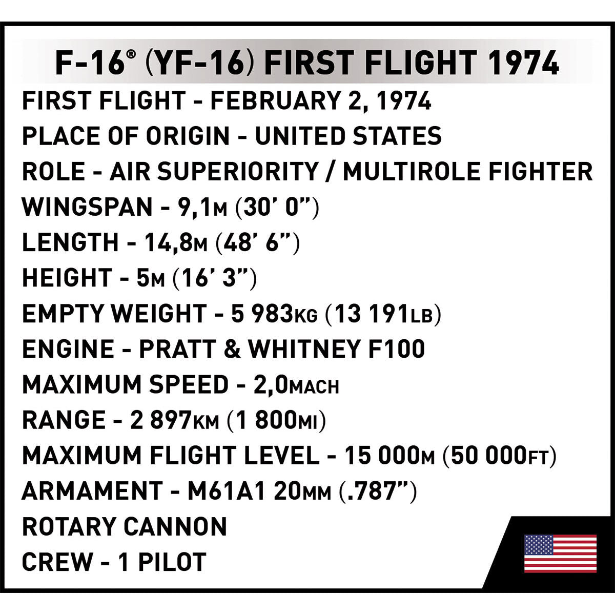 Caza COBI F-16 (YF-16) Edición de primer vuelo de 1974: Set n.° 5892