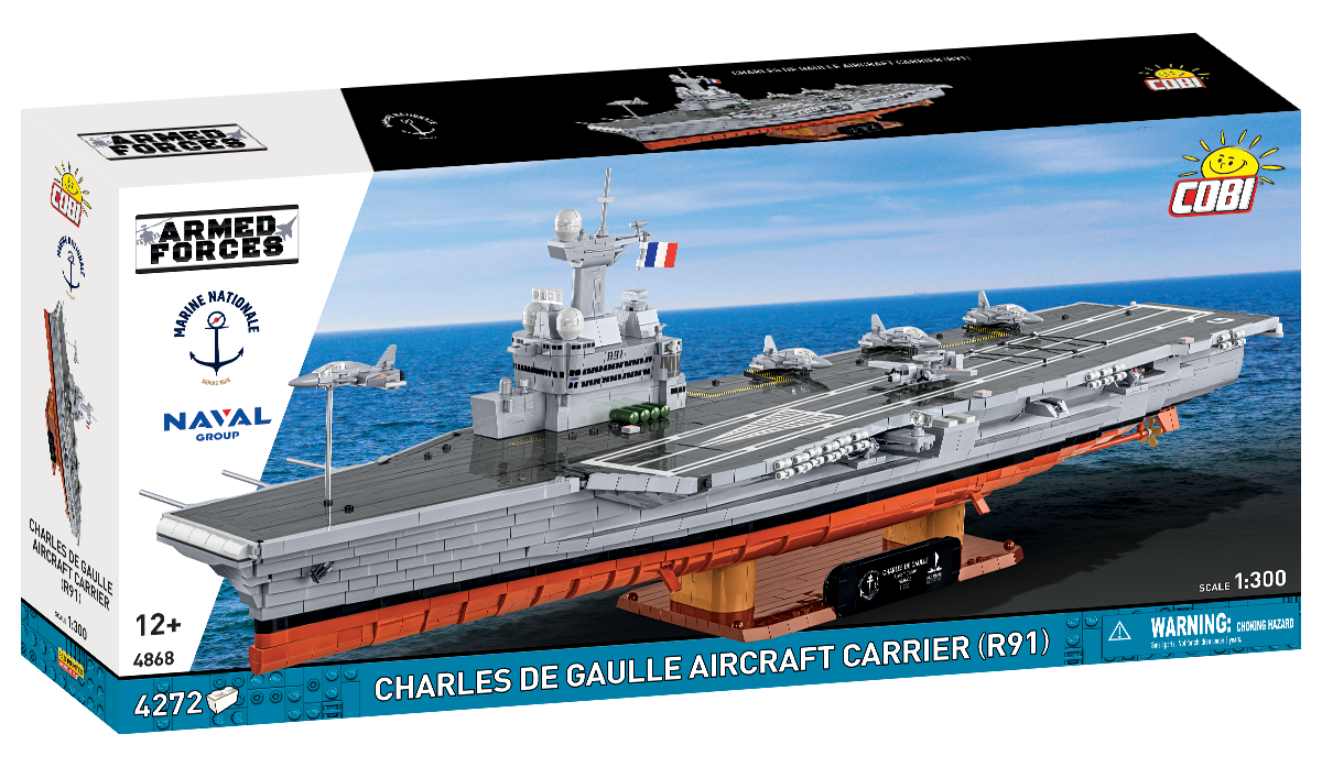 Front of the packaging for the Charles de Gaulle aircraft carrier model set.