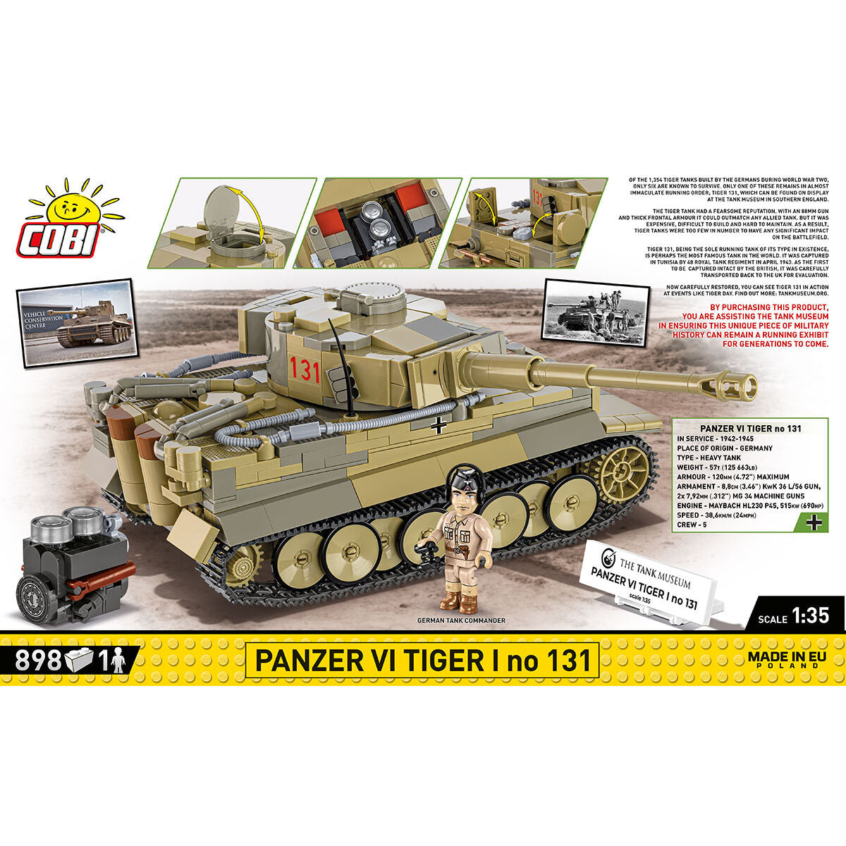 COBI PANZER VI Tiger I No. 131 Tank : Set #3123