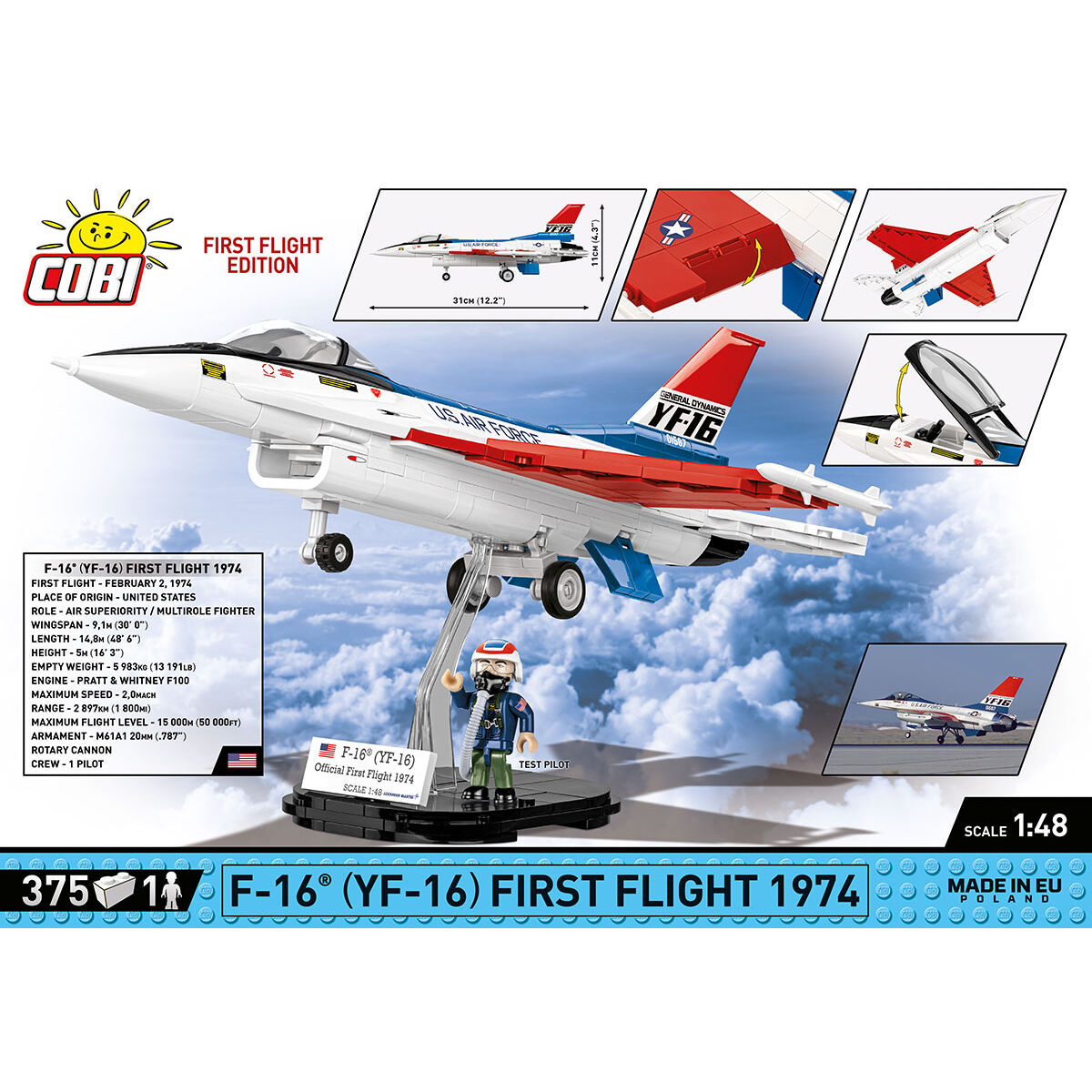 Caza COBI F-16 (YF-16) Edición de primer vuelo de 1974: Set n.° 5892