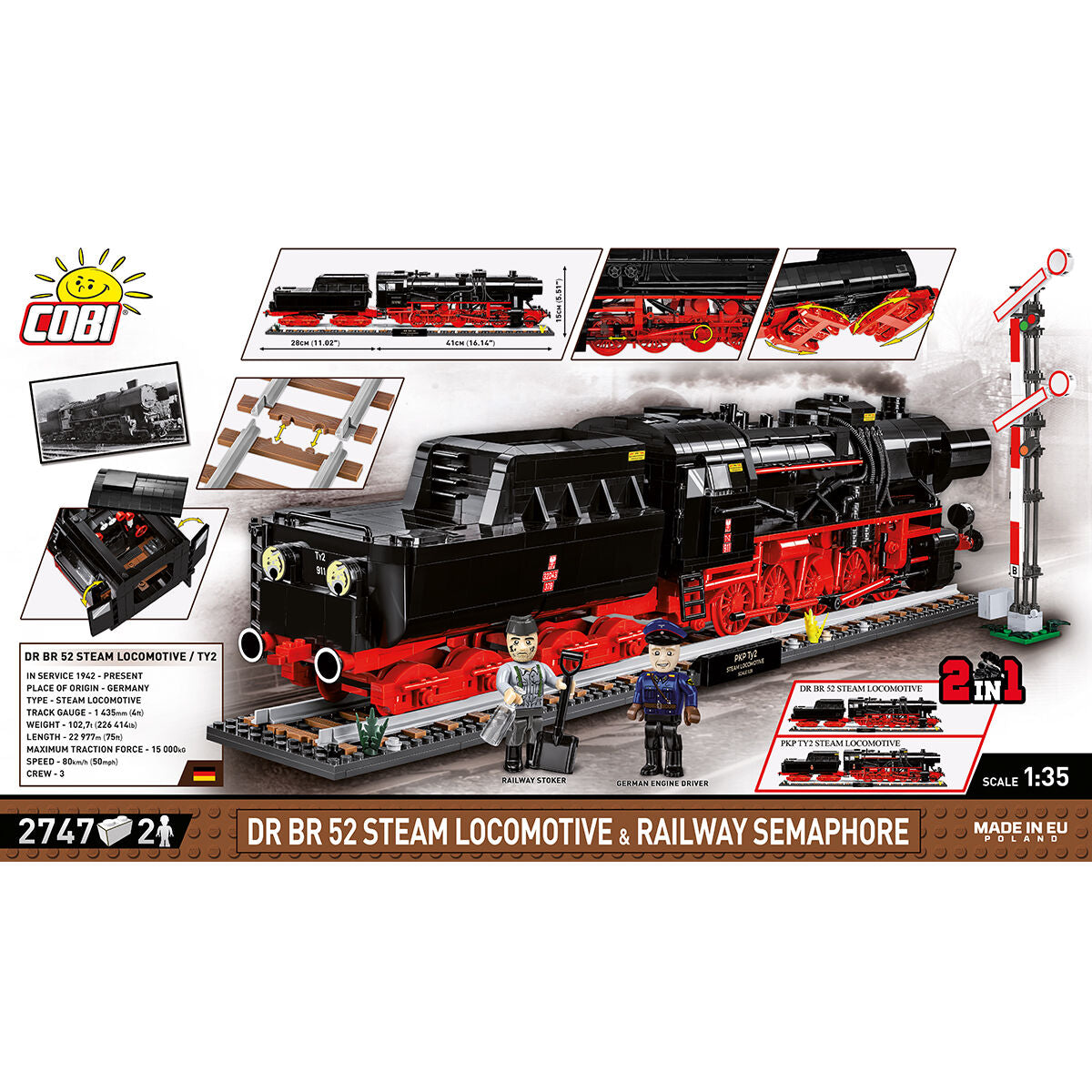 COBI DR BR 52 Steam Locomotive & Railway Semaphore: Set #6287