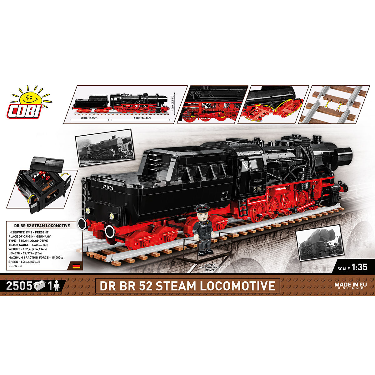 Locomotora de vapor COBI DR BR 52: Juego n.° 6282