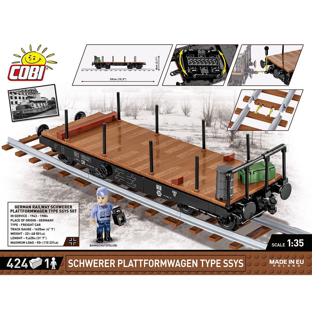 COBI Schwerer Plattformwagen Type Ssys Train Car : Set #6284