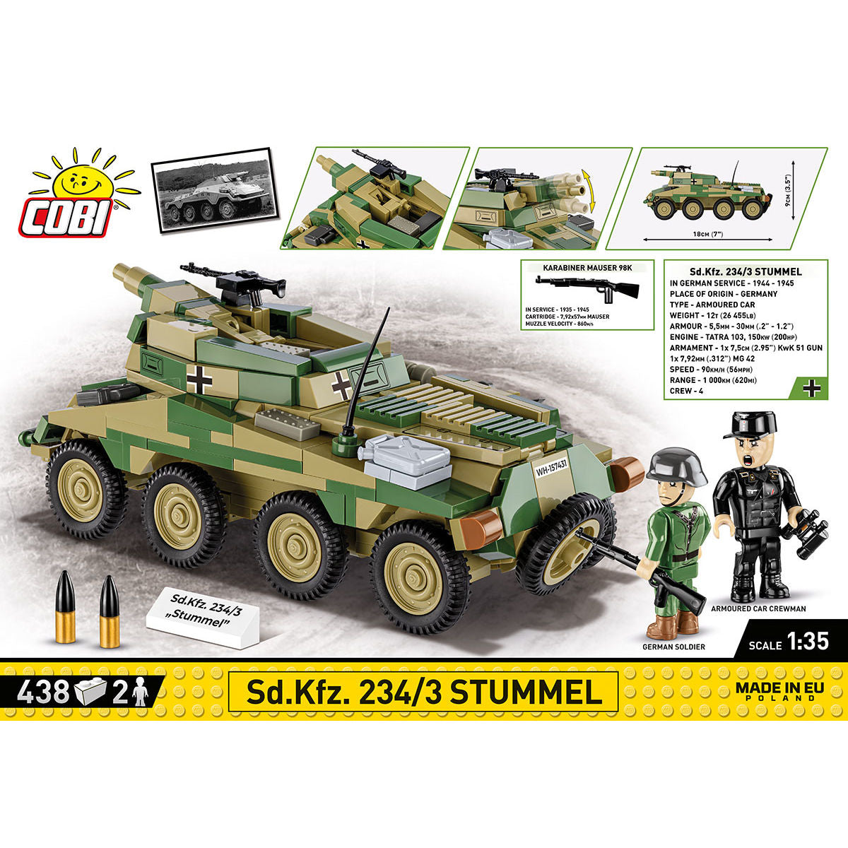 COBI Sd.Kfz. 234/3 Stummel Armored Vehicle : Set #2288