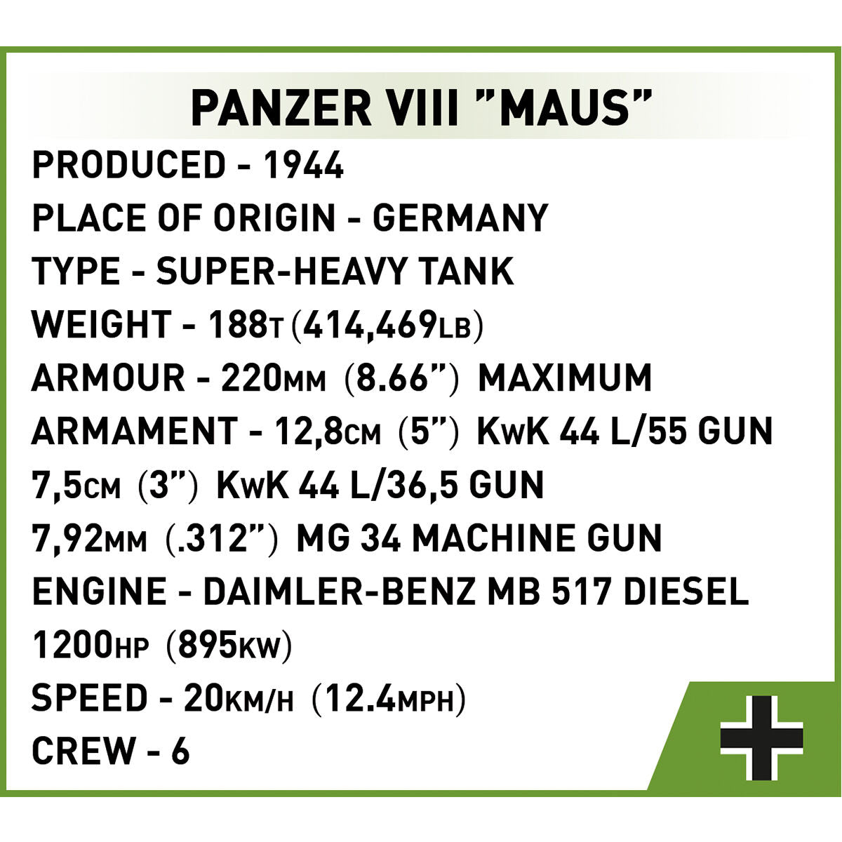 Tanque COBI Panzer VIII 