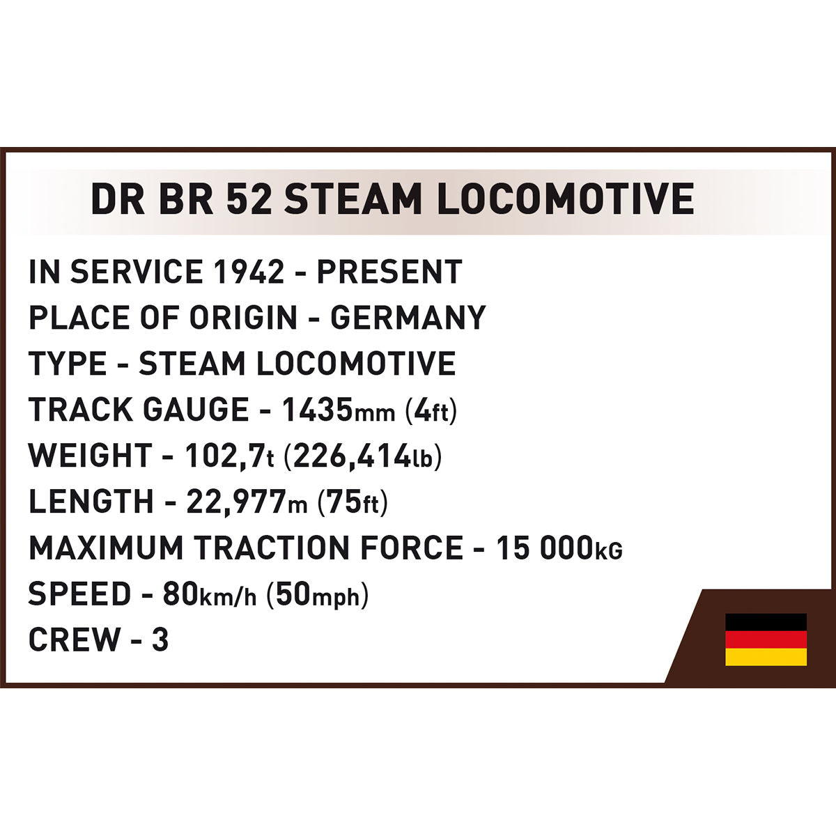 Locomotora de vapor COBI DR BR 52: Juego n.° 6282