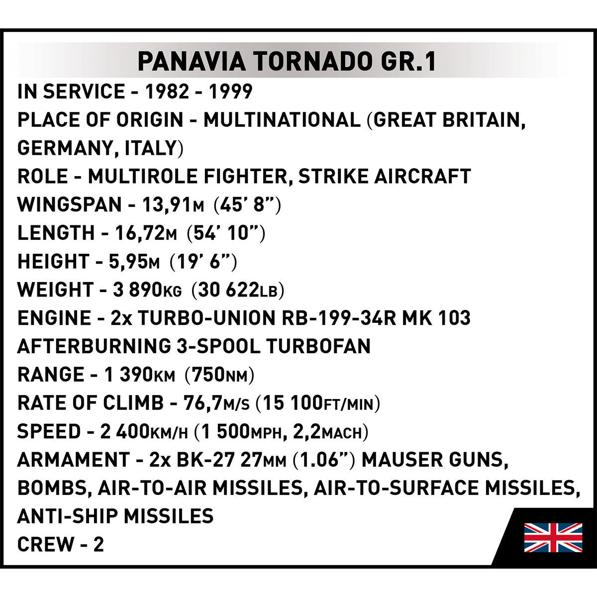 COBI Panavia Tornado GR.1 Combat Aircraft : Set #5852