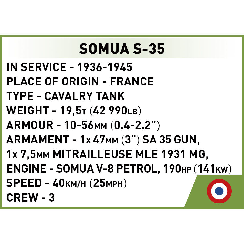 Tanque COBI Somua S-35 Escala 1:72: Set #3093