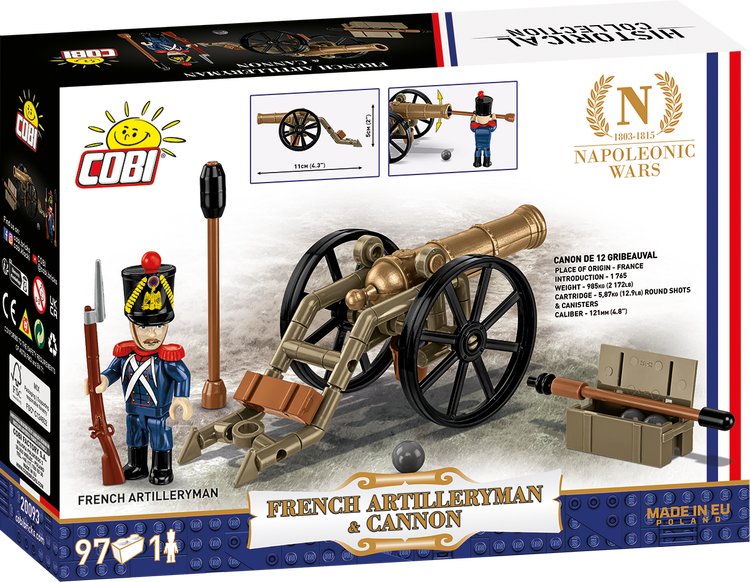 COBI GUERRAS NAPOLEÓNICAS Artillero y cañón francés: Set n.° 20093