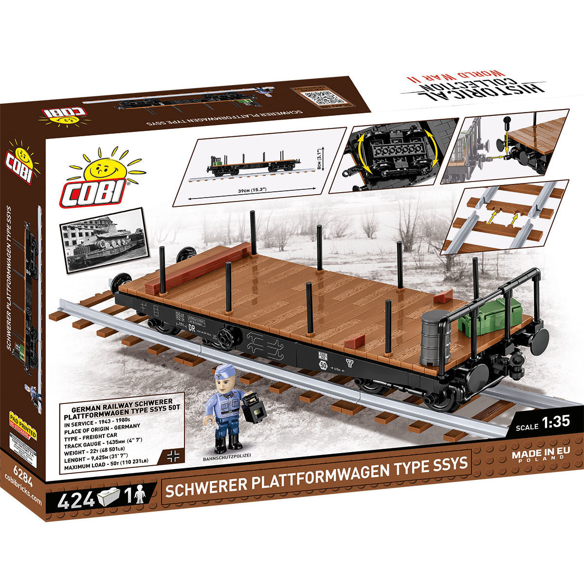 COBI Schwerer Plattformwagen Type Ssys Train Car : Set #6284
