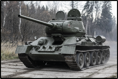 Historical photo of the T-34-85 tank.