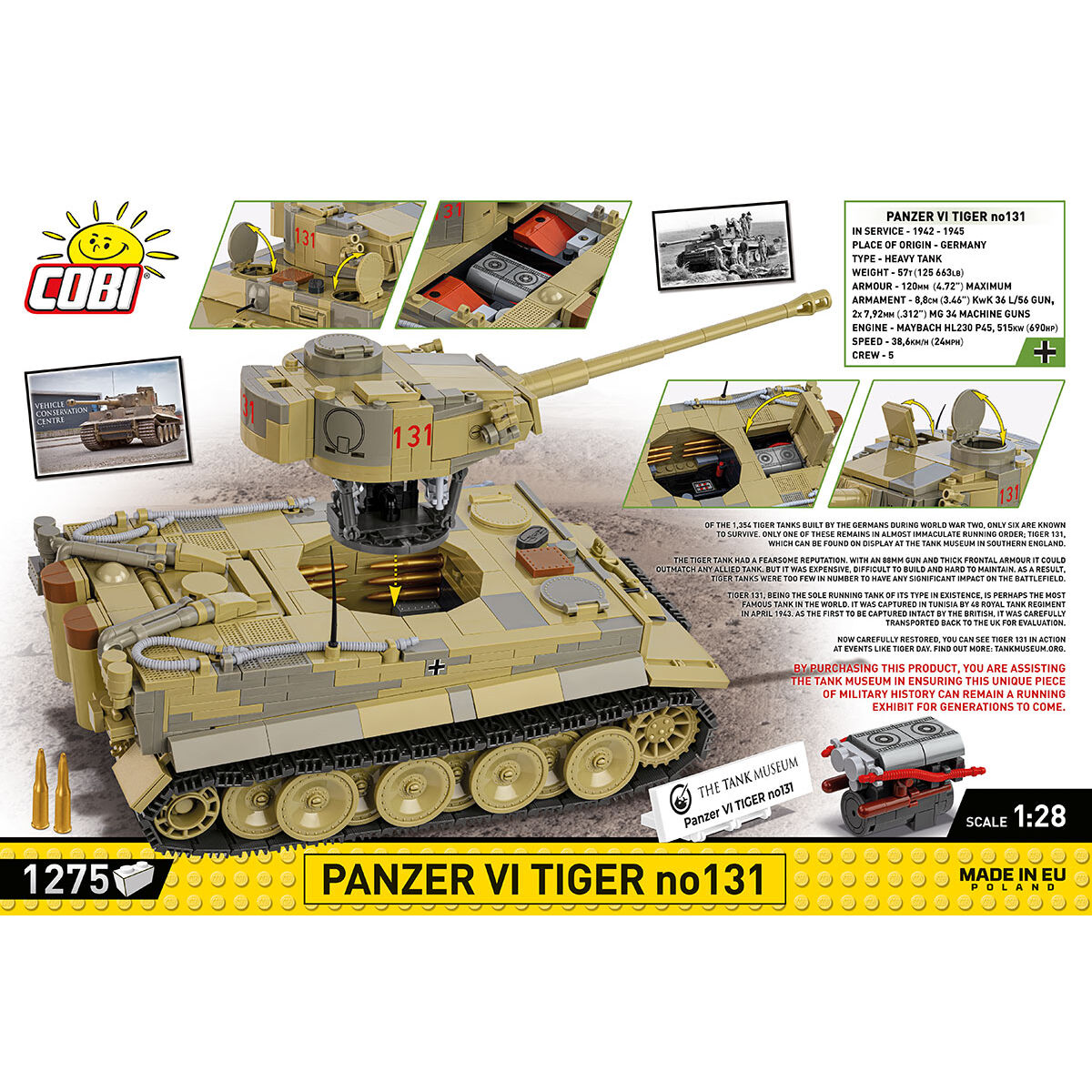 COBI Tank Museum Panzer Tiger VI No. 131 Tank: Set #2588