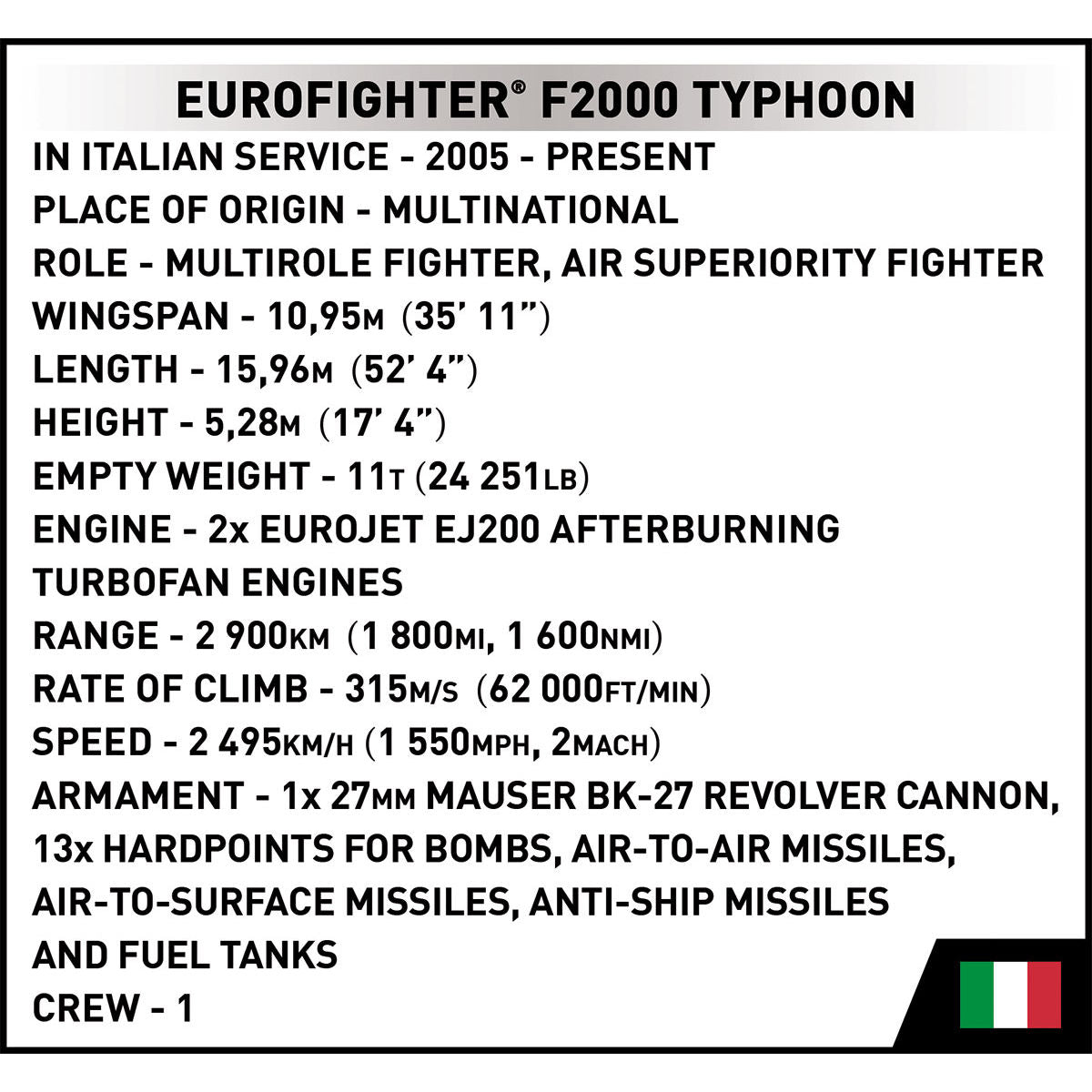 COBI Eurofighter F2000 Typhoon Fighter (Italy) : Set #5849