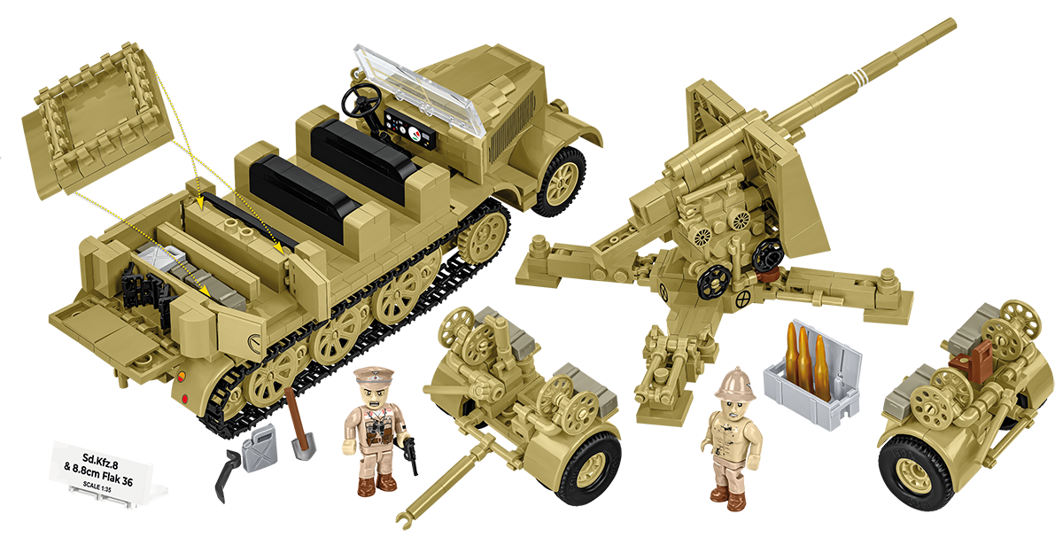 COBI Sd.Kfz.8 Towing 8.8cm FLAK 36 Artillery Half-Track : Set #3143