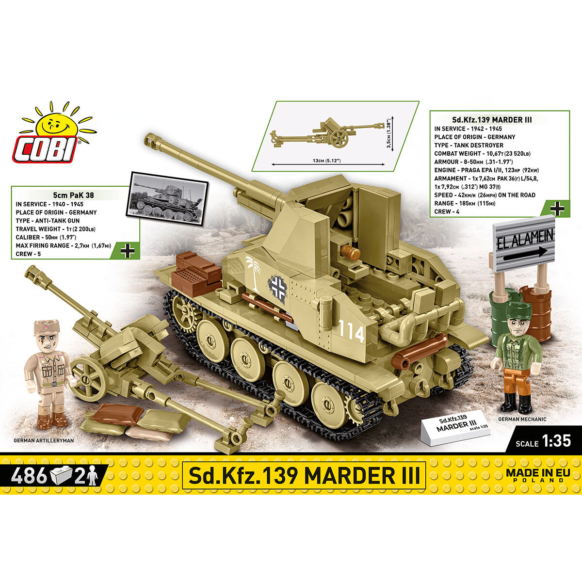 COBI Sd. Kfz. 139 MARDER III Tank Destroyer: Set #3131