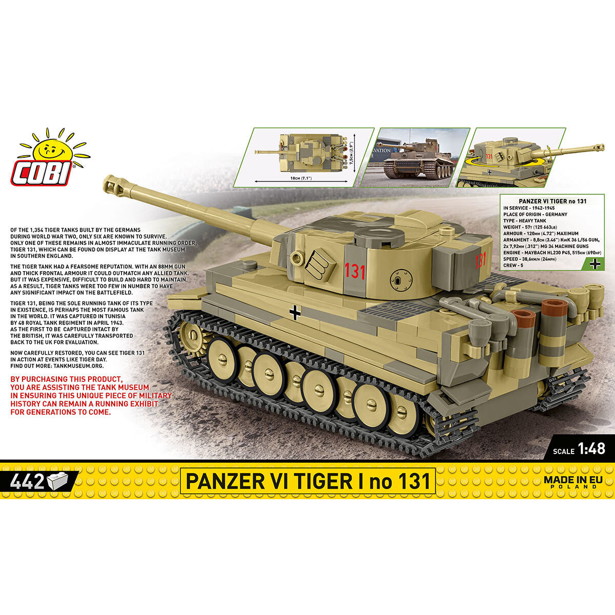 COBI Panzer VI Tiger I no 131 Tank 1:48: Set #2734