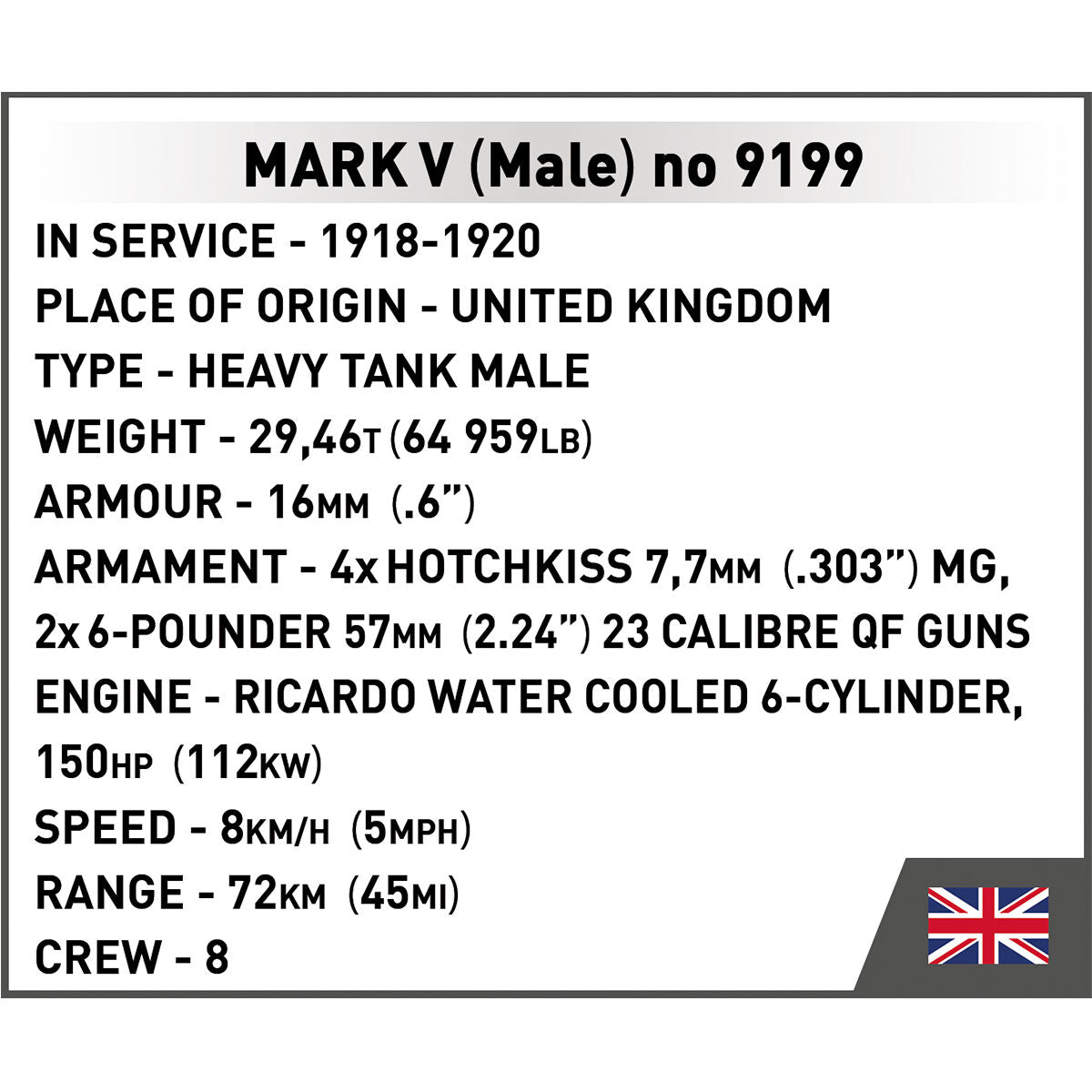 COBI Mark V (Male) no C.9199 Tank : Set #2995