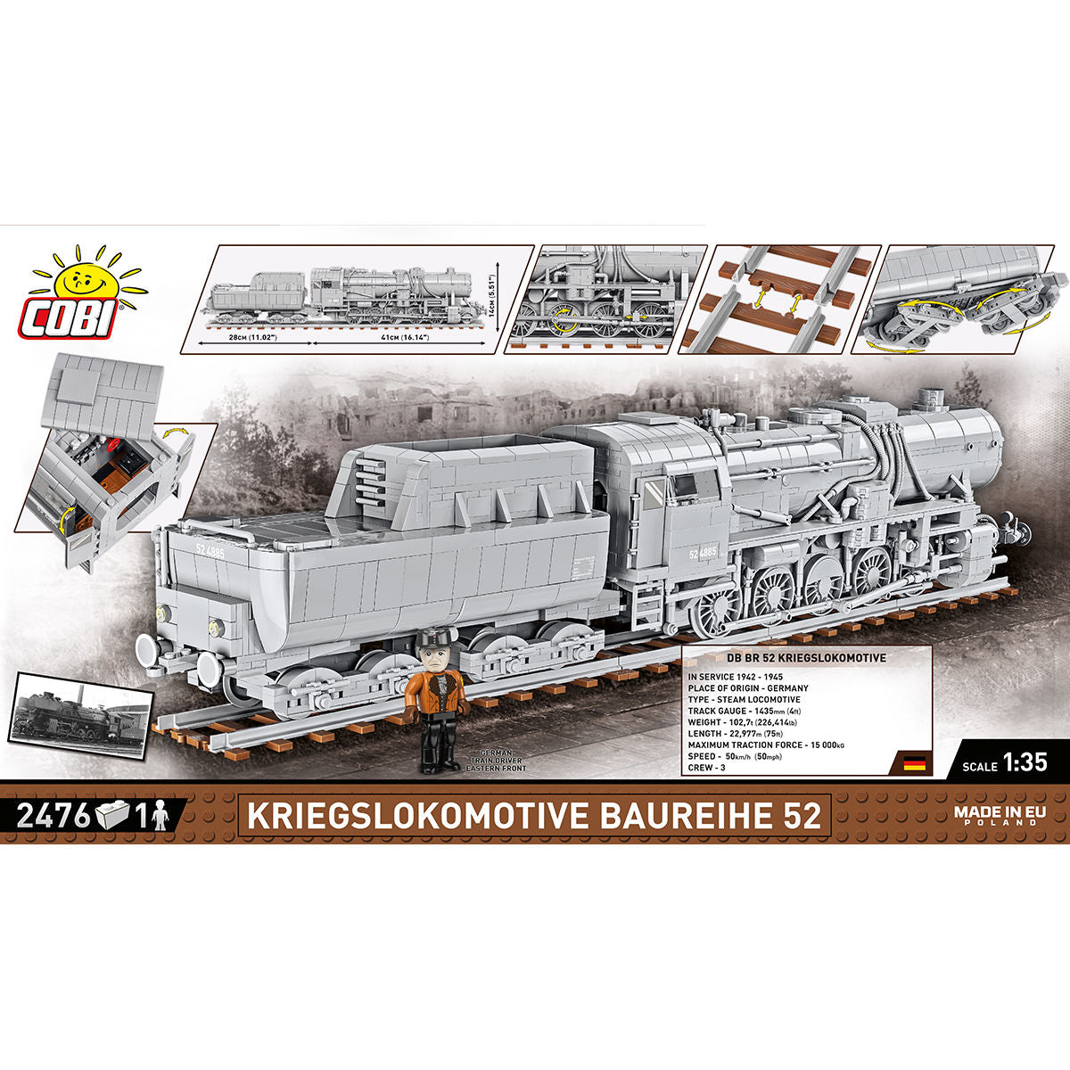 COBI Kriegslokomotive Baureihe 52 Locomotive : Set #6281