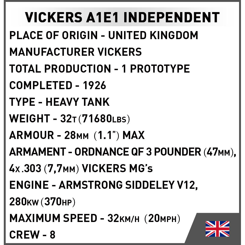 COBI Vickers A1E1 Independent Tank: Set #2990