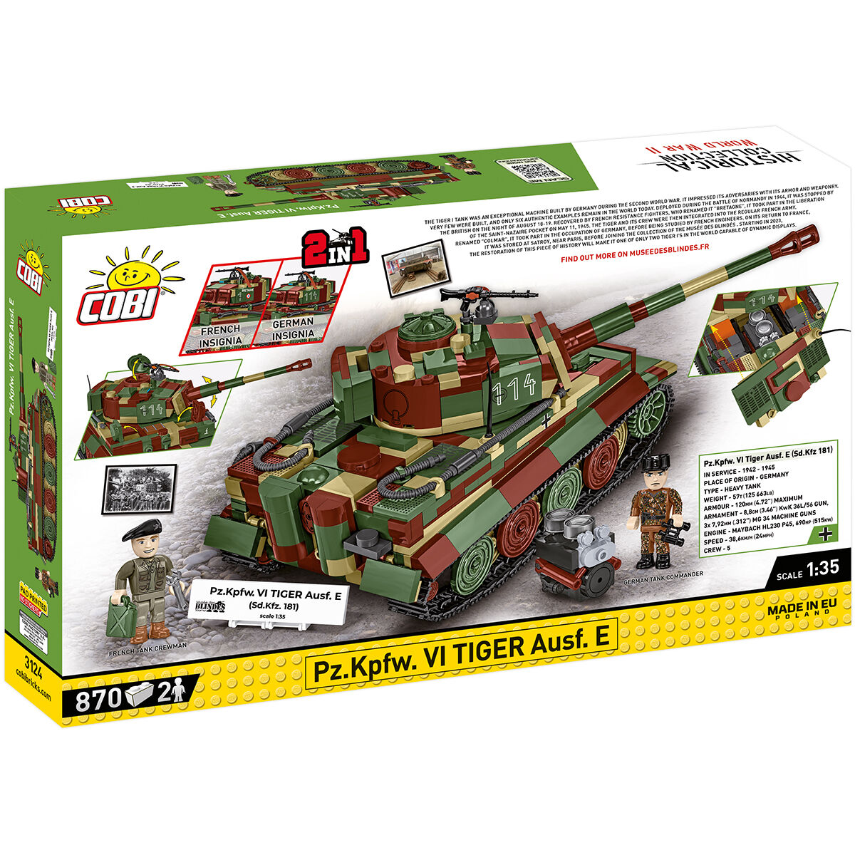 COBI Pz.Kpfw. VI Tiger Ausf. E Tank : Set #3124