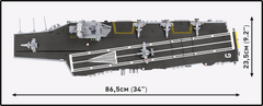 Top-down view of the Charles de Gaulle model's deck, showing dimensions.