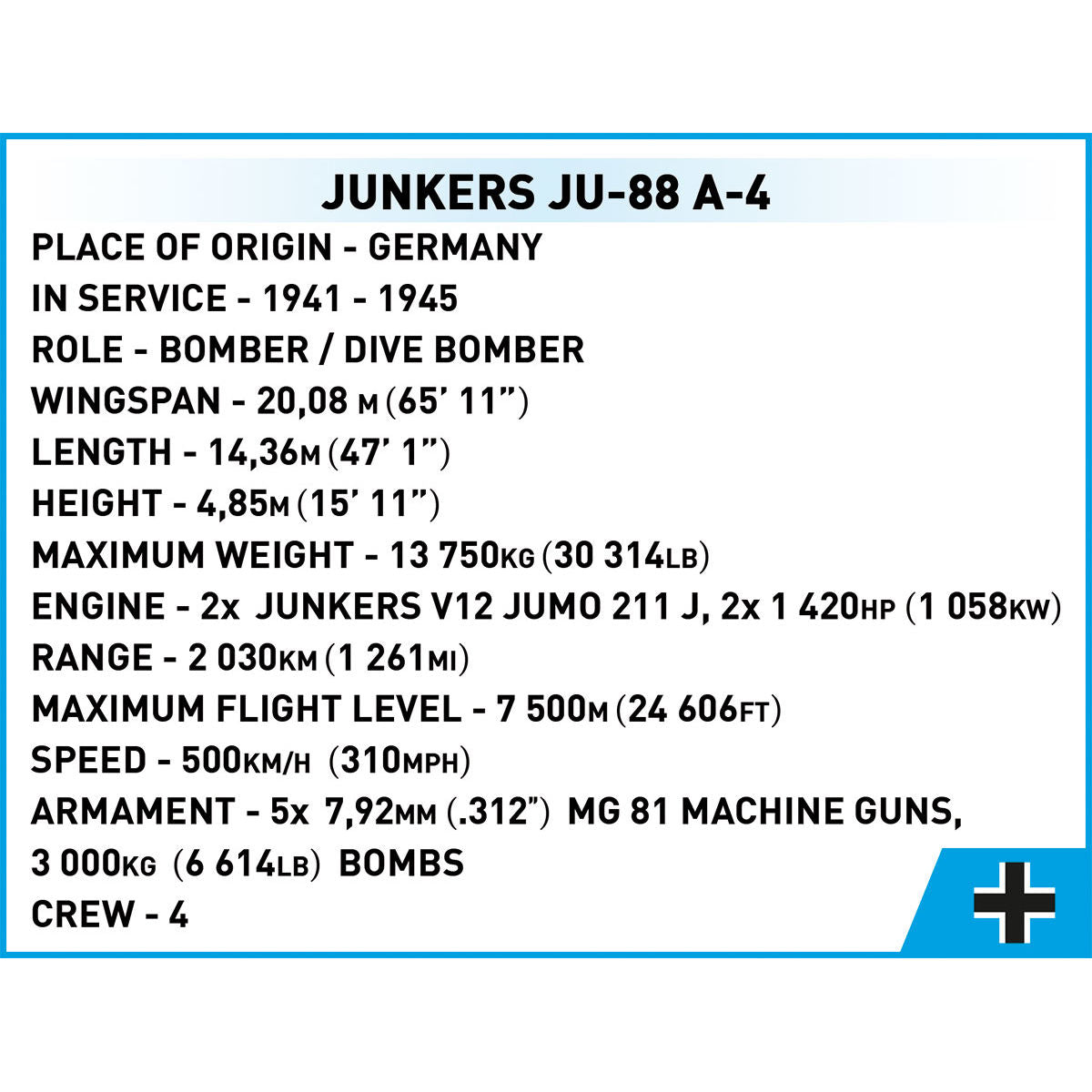 COBI Junkers JU-88: Conjunto n.° 5733