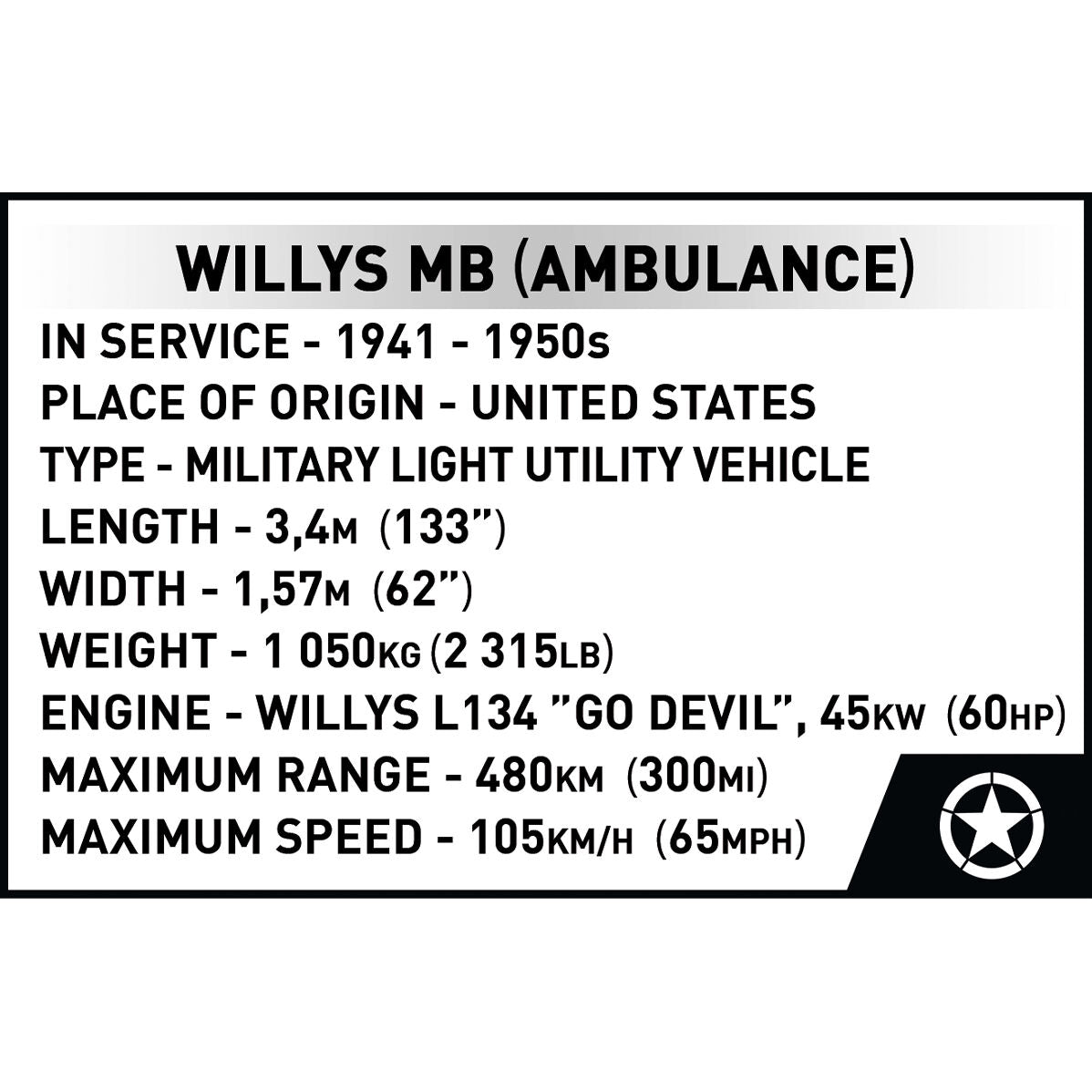COBI JEEP Willys MB Medical: Juego n.° 2806