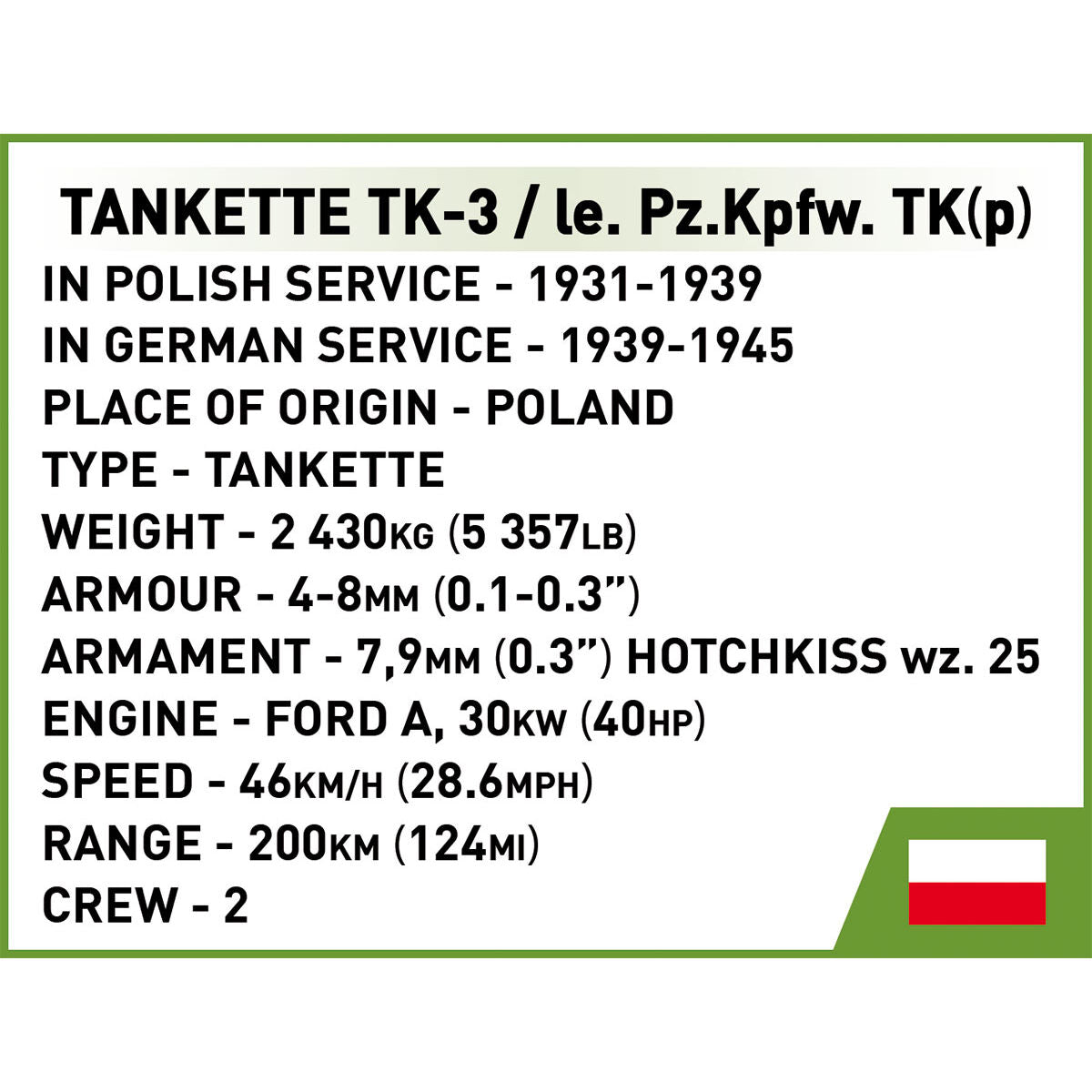 Tanque COBI Tankette TK-3: Juego #2658