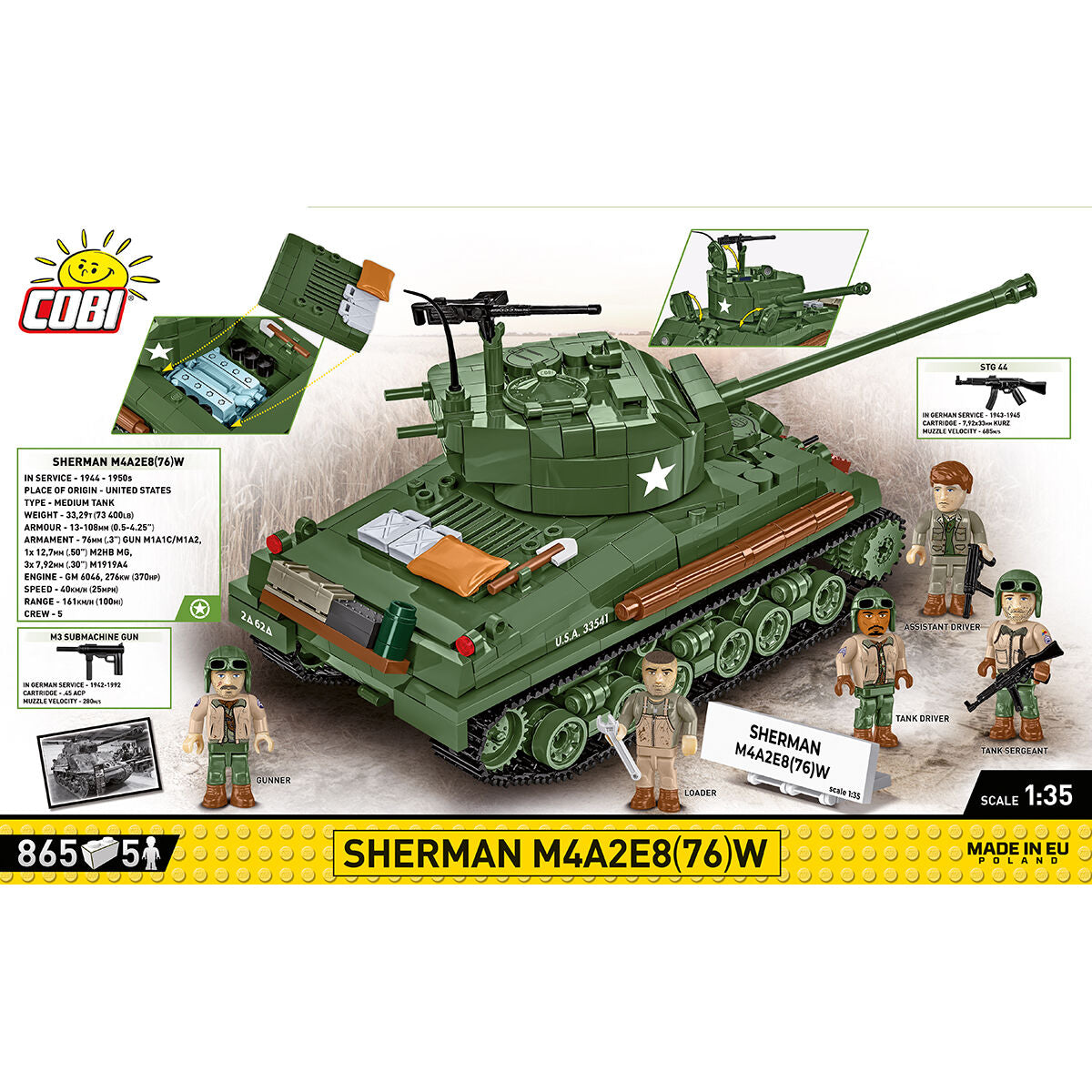 COBI Sherman M4A2E8(76)W Tank : Set #3118