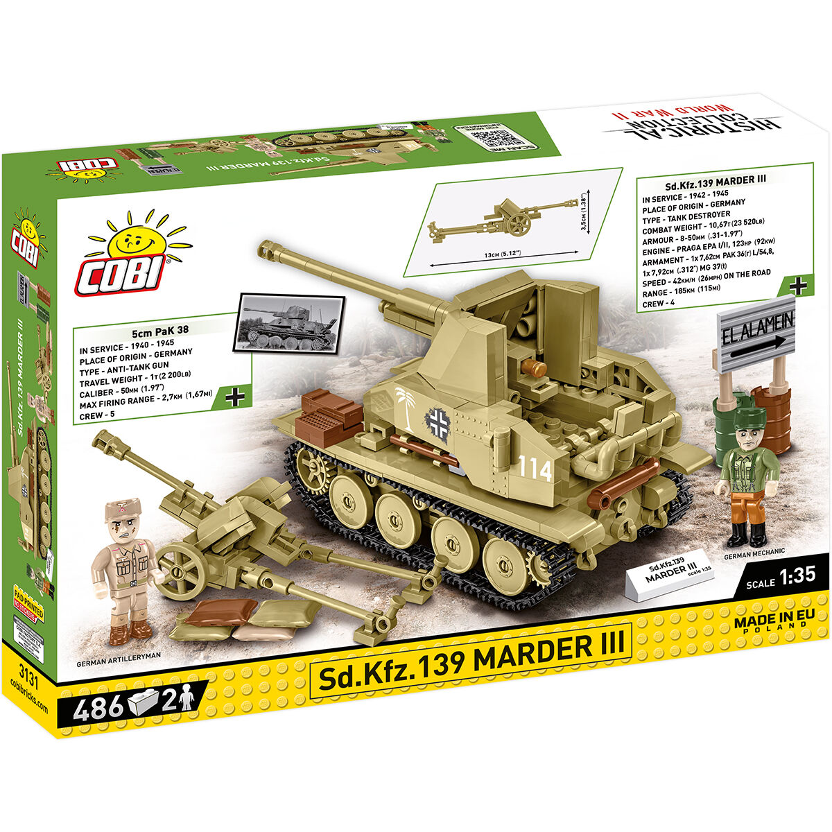 COBI Sd. Kfz. 139 MARDER III Tank Destroyer: Set #3131