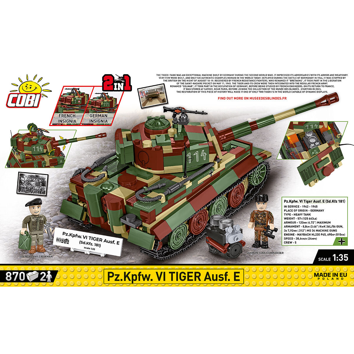 COBI Pz.Kpfw. VI Tiger Ausf. E Tank : Set #3124