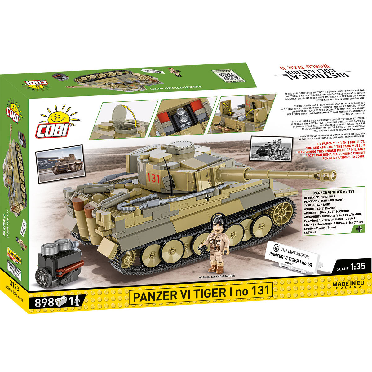 COBI PANZER VI Tiger I No. 131 Tank : Set #3123