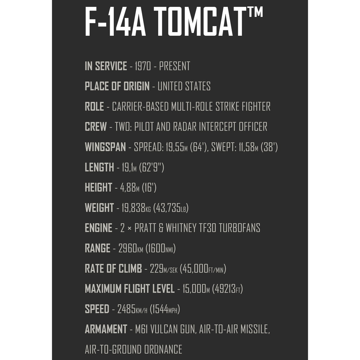 COBI TOP GUN Grumman F-14 Tomcat Fighter: Set #5920