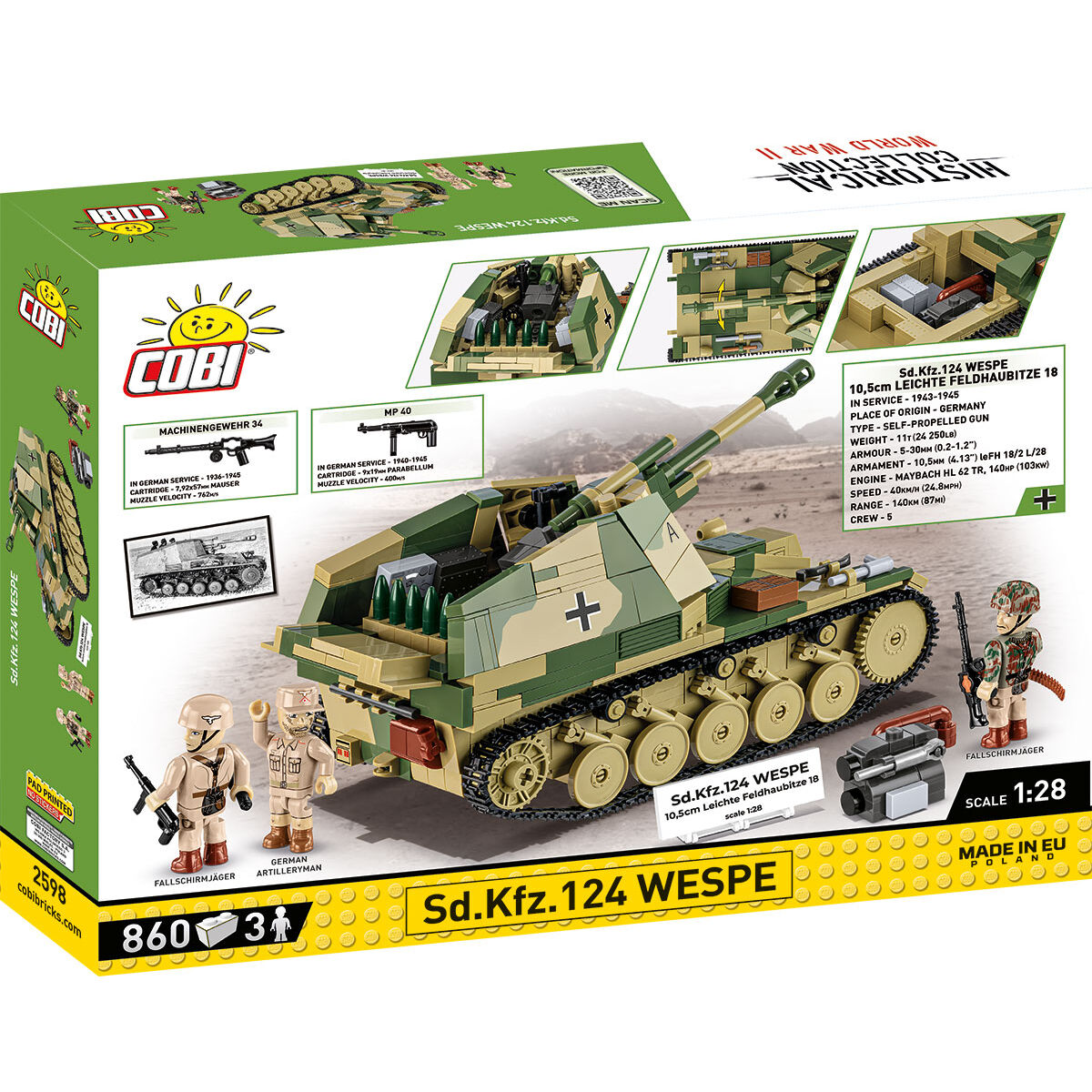 Cañón autopropulsado COBI SD.KFZ.124 Wespe EDICIÓN EJECUTIVA: Juego n.° 2598