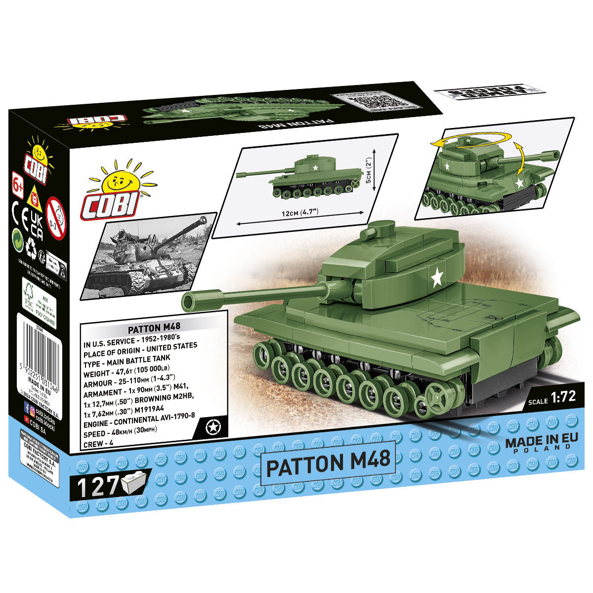 COBI Patton M48 Tank 1:72 Scale: Set #3104
