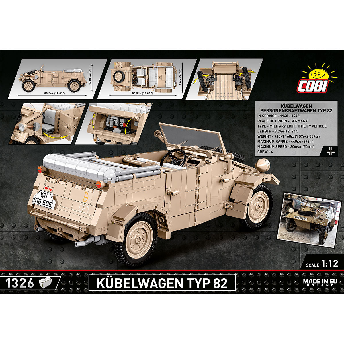 Vehículo utilitario COBI Kübelwagen TYP 82 (1:12): Set #2803