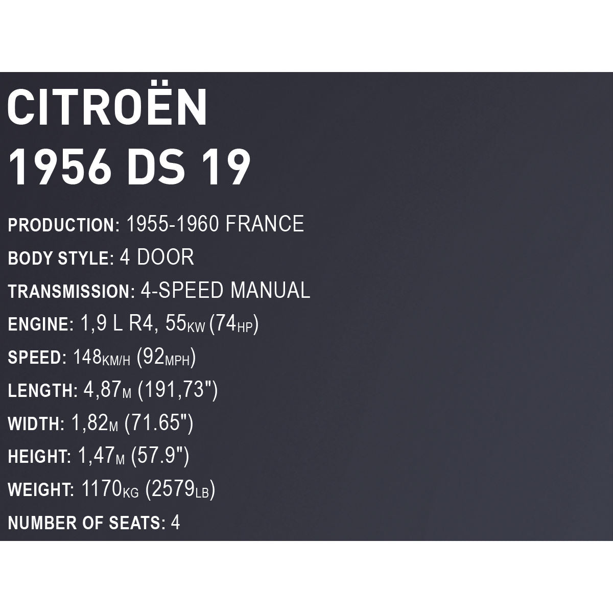 COBI EXECUTIVE EDITION 1956 Citroën DS 19 : Set #24350