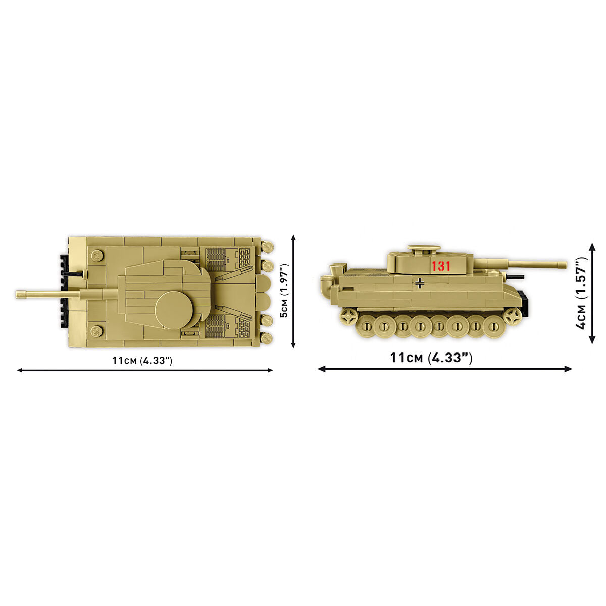 Tanque COBI Tiger I 131, escala 1:72: Set n.° 3095