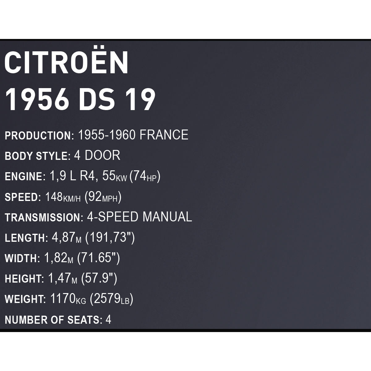 COBI 1956 Citroën DS 19 : Set #24347