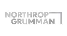 El logotipo metálico plateado en 3D de Northrop Grumman, con texto en negrita sans serif y un borde geométrico