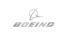 Logotipo plateado de Boeing.