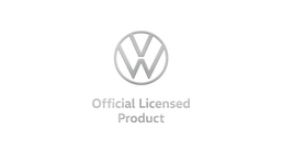 Un logotipo plateado de Volkswagen centrado, con el texto «Producto con licencia oficial» debajo.