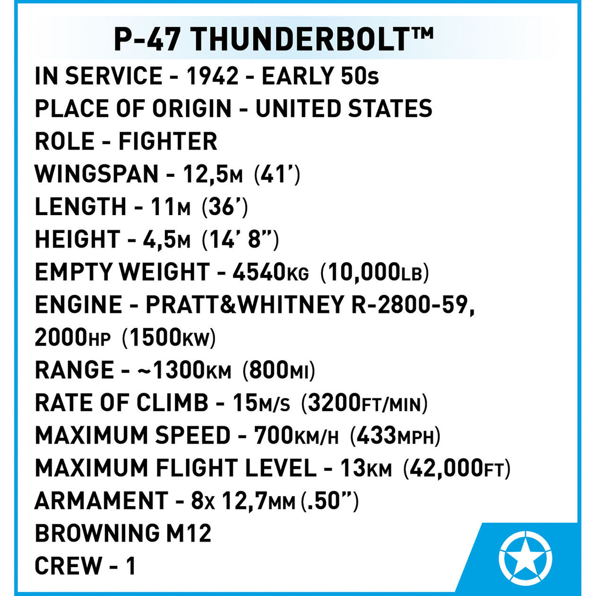 Avión COBI P-47 Thunderbolt: Colección n.° 5737