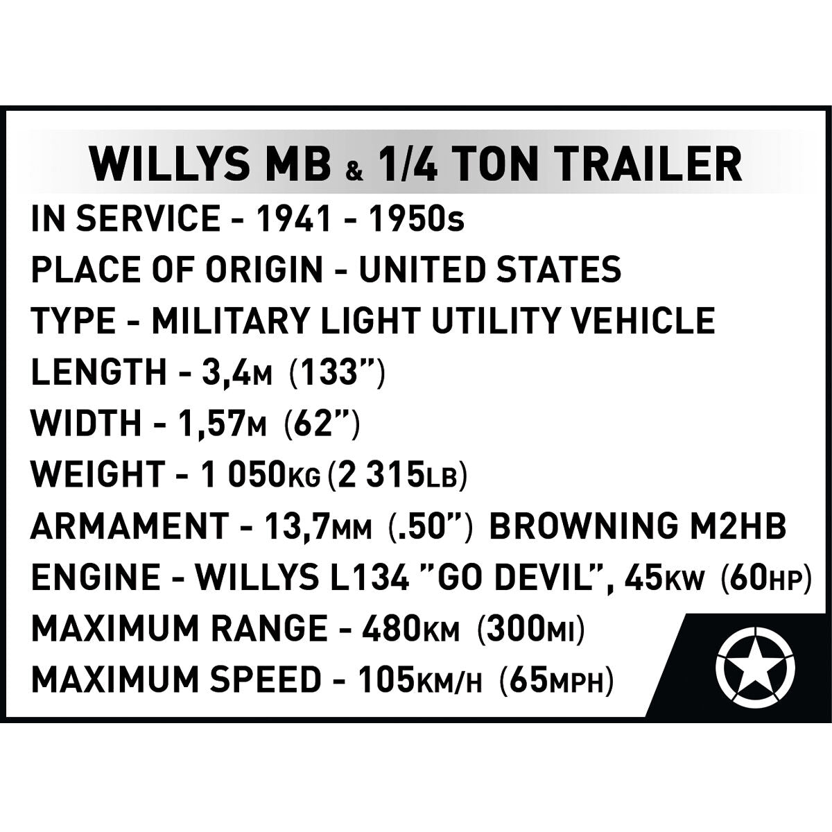 COBI EXECUTIVE EDITION JEEP Willys MB & Trailer: Set #2804