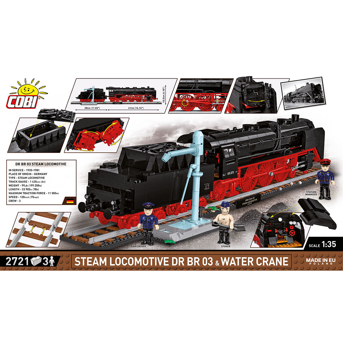 COBI EXECUTIVE EDITION Steam Locomotive DR BR 03 Train & Water Crane : Set #6286